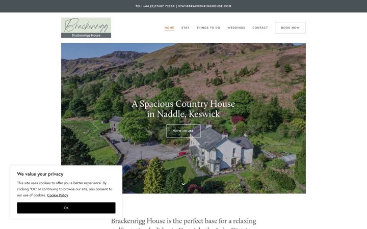 Screenshot of brackenrigghouse.com