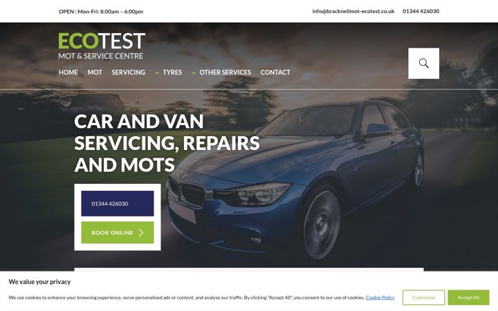 Screenshot of bracknellmot-ecotest.co.uk