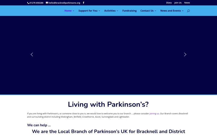 Screenshot of bracknellparkinsons.org