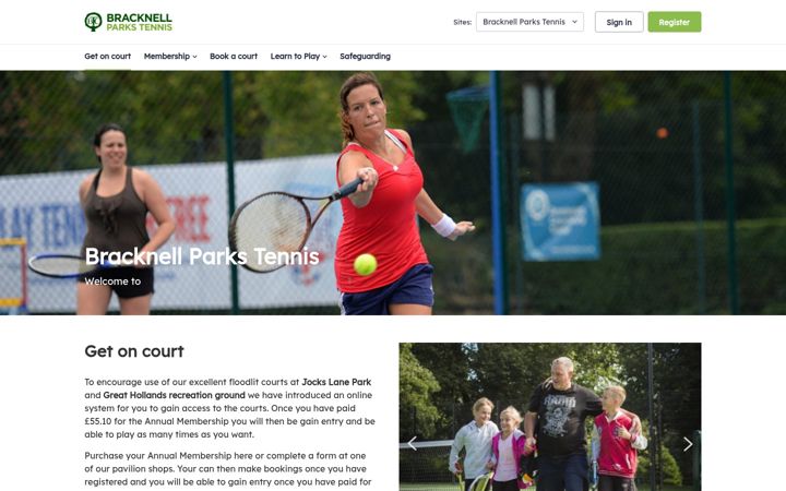 Screenshot of bracknellparkstennis.com