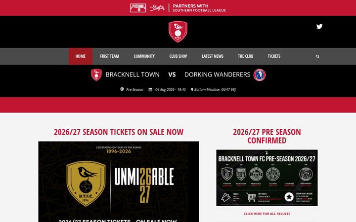 Screenshot of bracknelltownfc.com