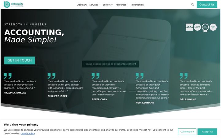 Zrzut ekranu bradanaccountants.ie