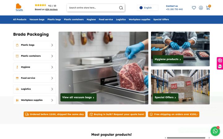 Screenshot of bradapackaging.com