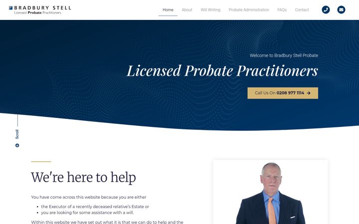 Screenshot ta' bradburystellprobate.co.uk