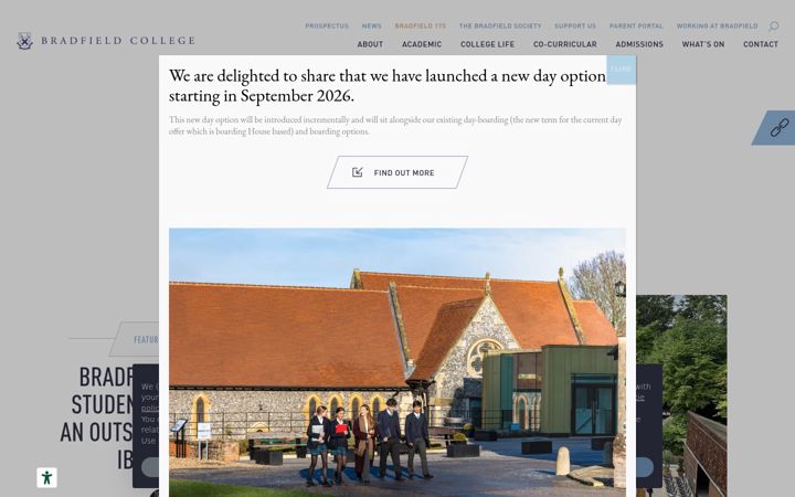 Screenshot ta' bradfieldcollege.org.uk