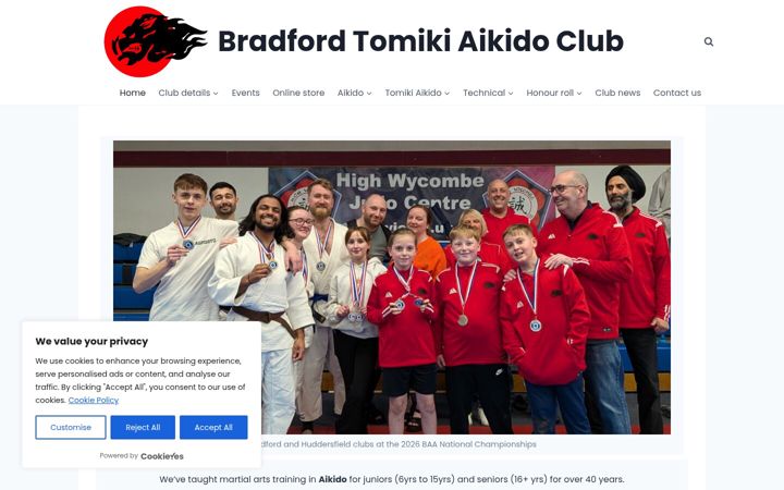 Screenshot of bradfordaikido.co.uk