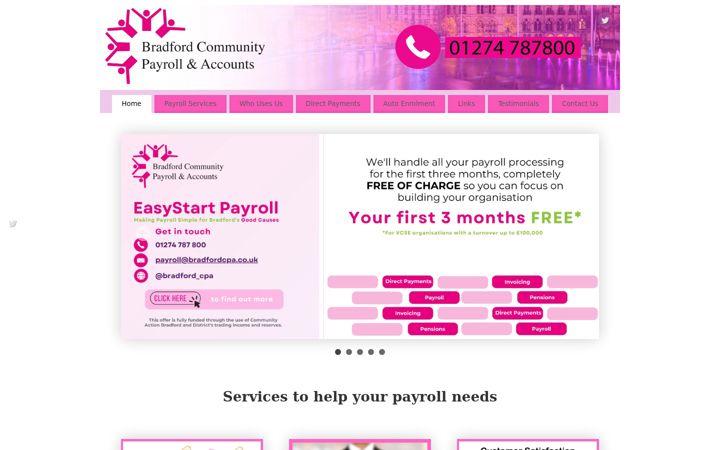 Snimka zaslona za bradfordcpa.co.uk