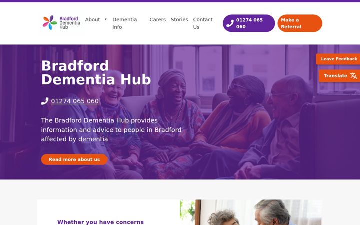 Screenshot of bradforddementia.com