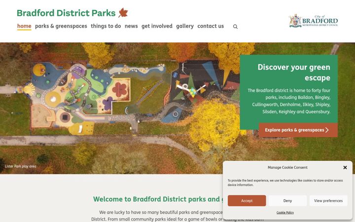 Screenshot of bradforddistrictparks.org