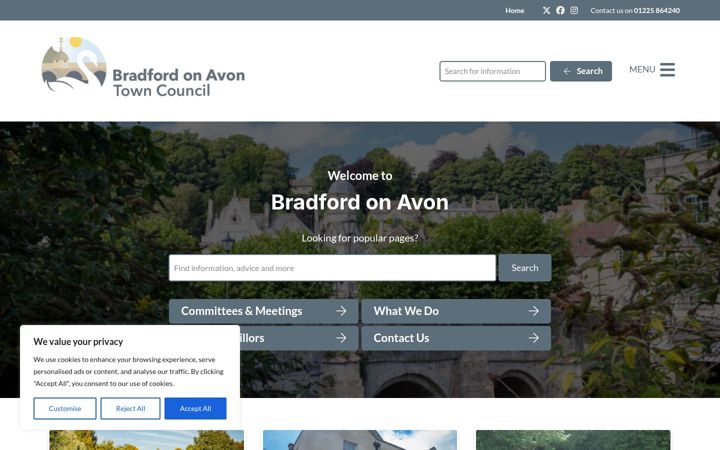 Screenshot of bradfordonavontowncouncil.gov.uk