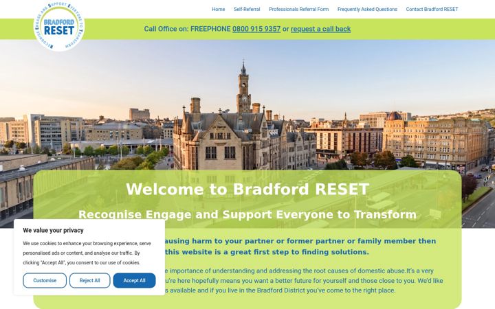 Screenshot ta' bradfordreset.org.uk