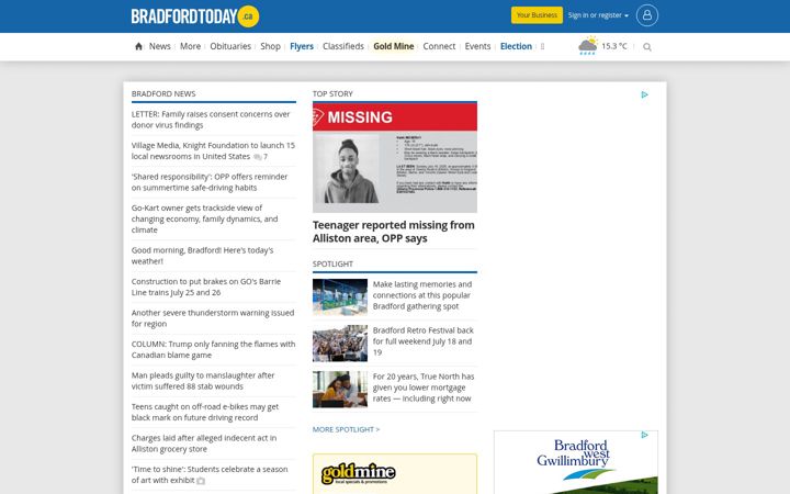 Screenshot ta' bradfordtoday.ca
