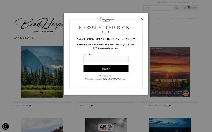 Screenshot of bradharperphotography.com