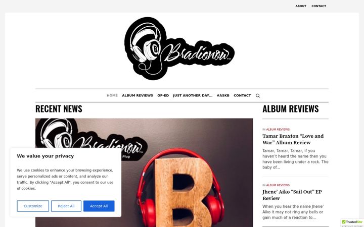 Screenshot of bradionow.com
