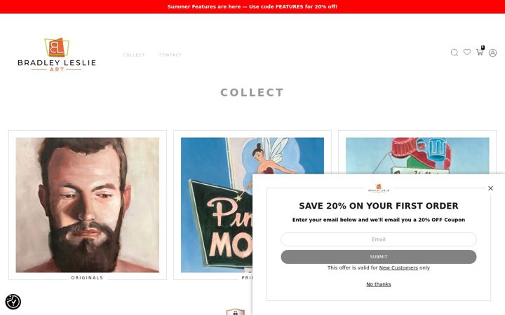 Screenshot of bradleslieart.com