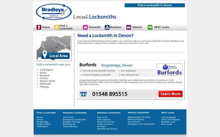 Screenshot ta' bradleyslocallocksmiths.co.uk