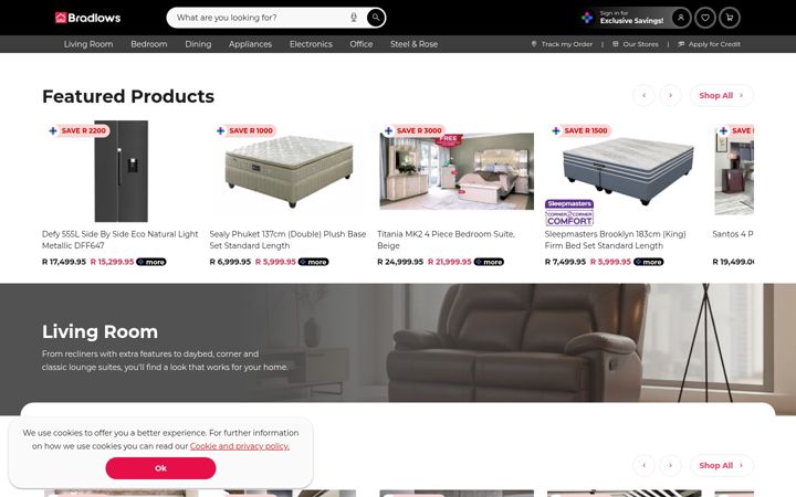 Screenshot of bradlows.co.za