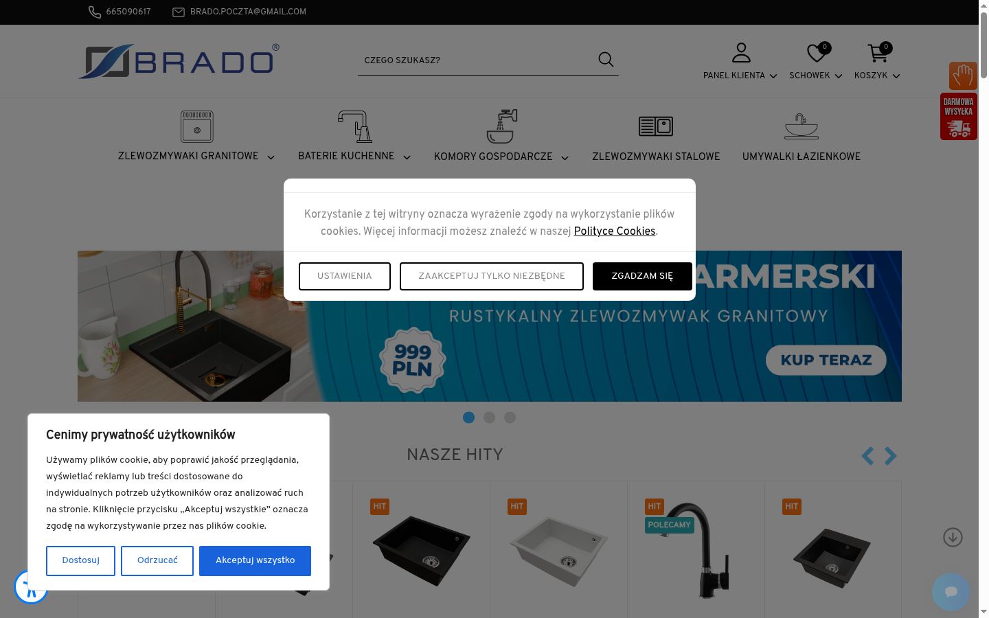 Zrzut ekranu banera zgody wyświetlanego przed jakąkolwiek interakcją