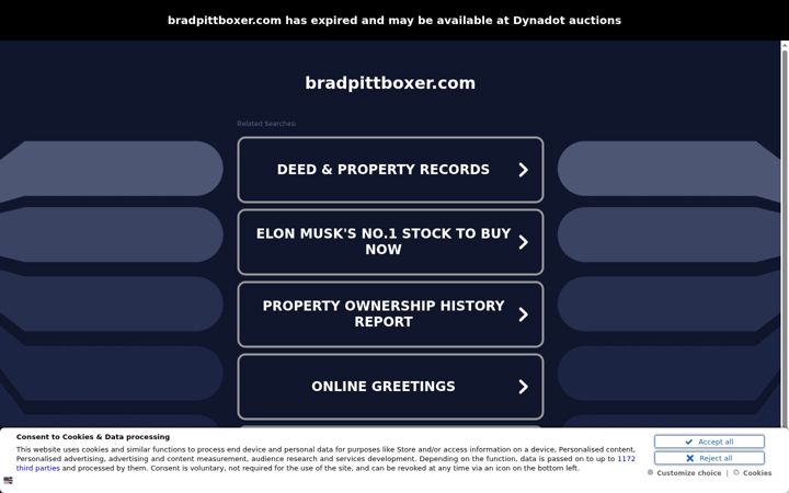 Screenshot of bradpittboxer.com