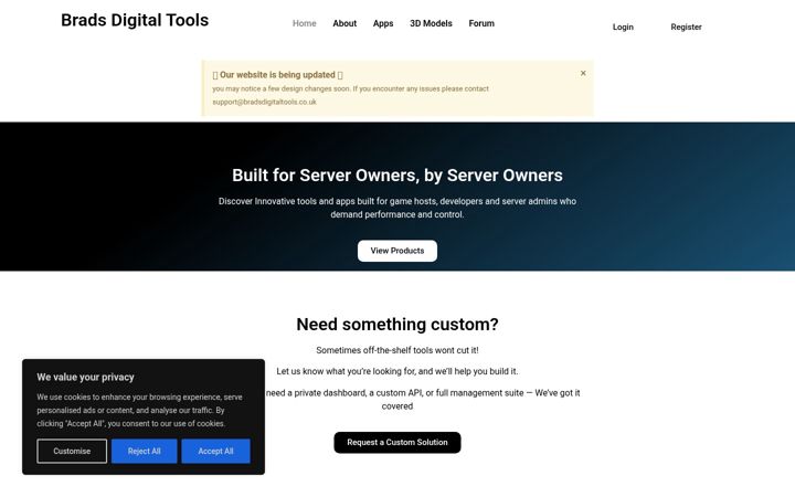 Screenshot ta' bradsdigitaltools.co.uk
