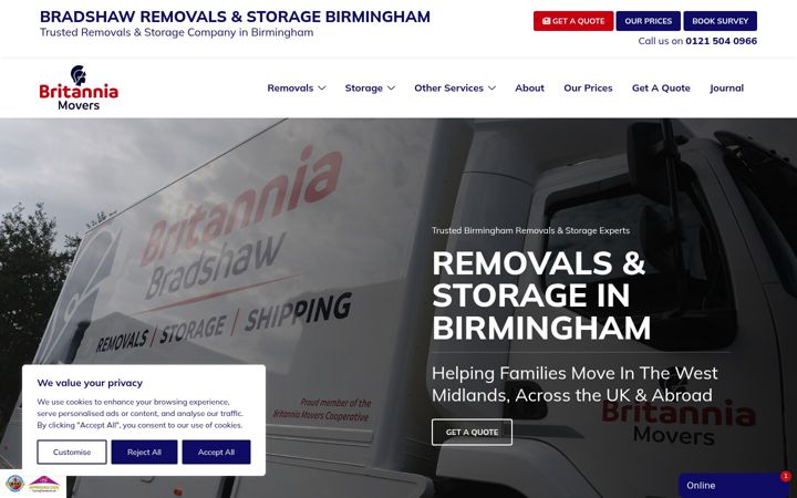 Screenshot of bradshawmovingservices.co.uk