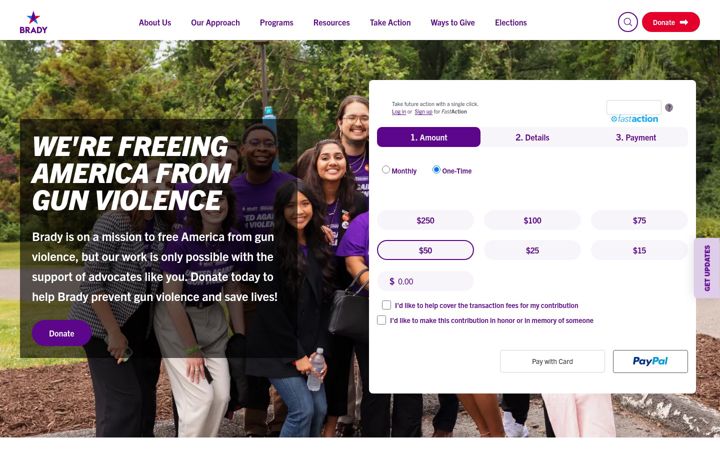 Screenshot of bradycampaign.org
