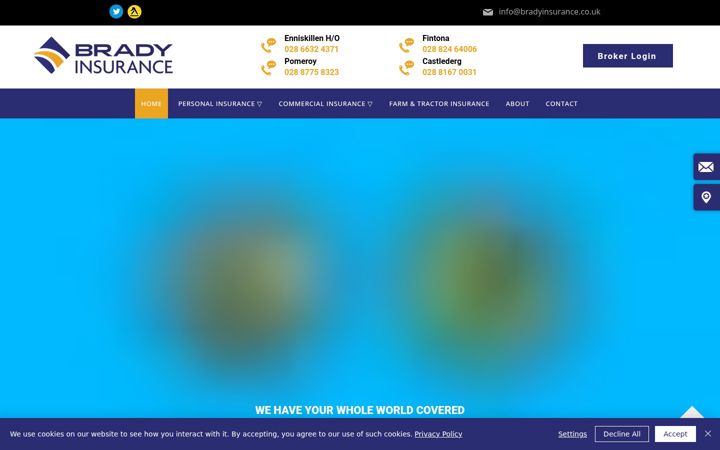 Screenshot ta' bradyinsurance.co.uk