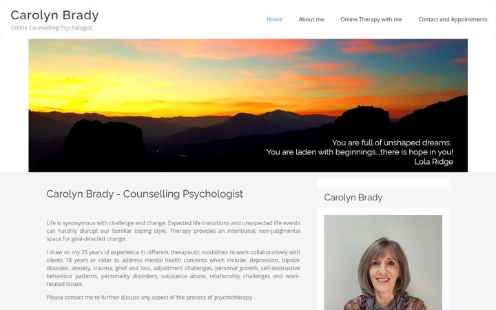 Screenshot of bradyonlinepsychology.co.uk
