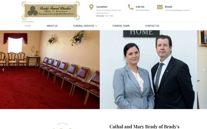 Zrzut ekranu bradysfuneraldirectors.ie