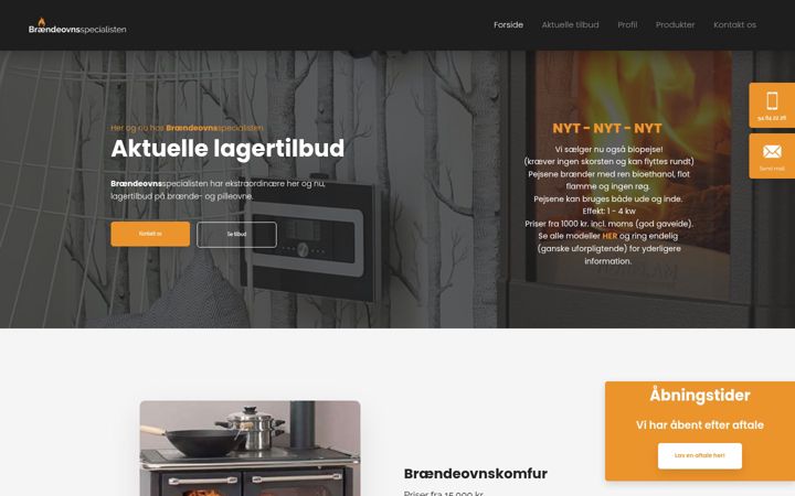 Kuvakaappaus sivustosta braendeovnsspecialist.dk