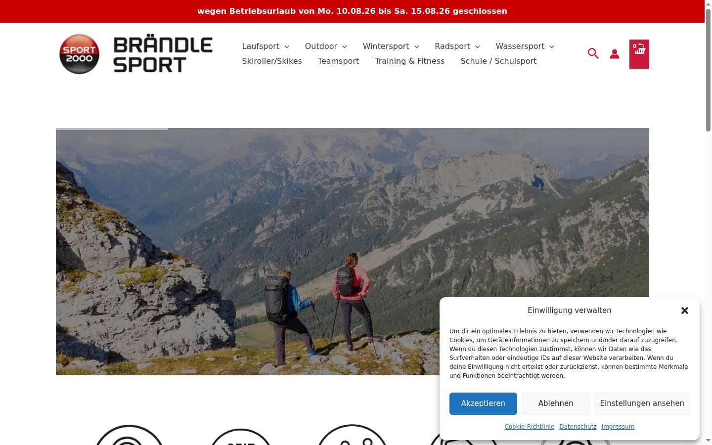 Screenshot of the consent banner shown before any interaction