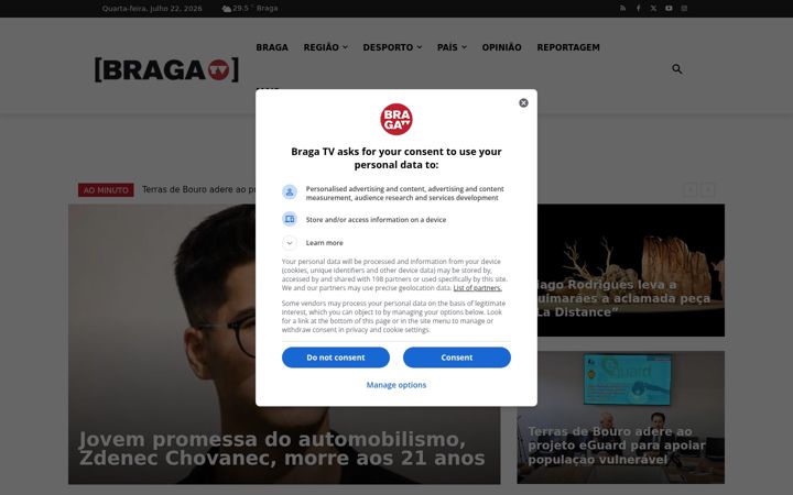 Screenshot of bragatv.pt