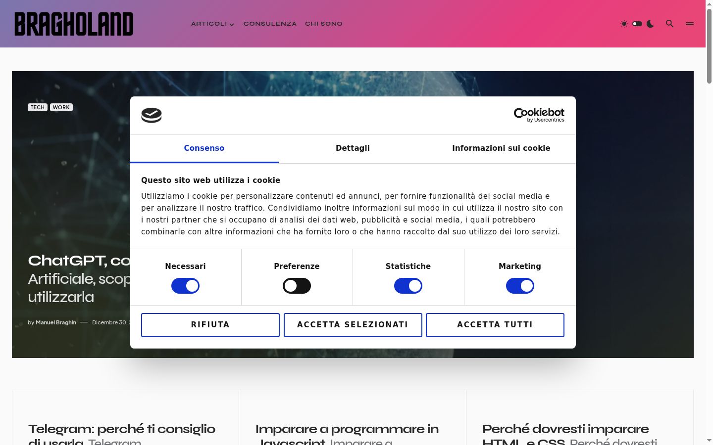 Képernyőkép a bármilyen interakció előtt megjelenő hozzájárulási bannerről
