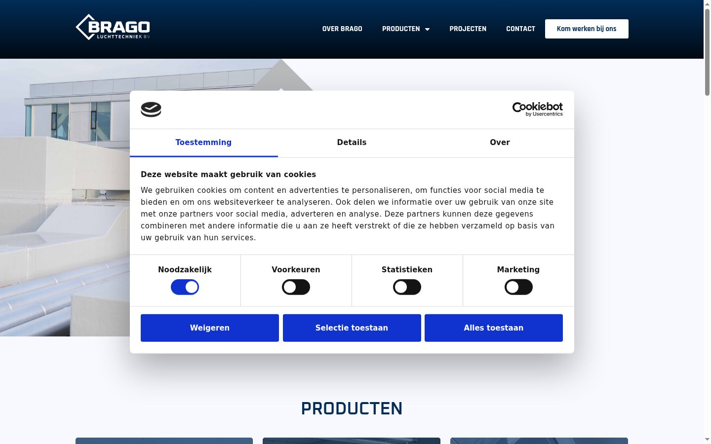 Screenshot of the consent banner shown before any interaction