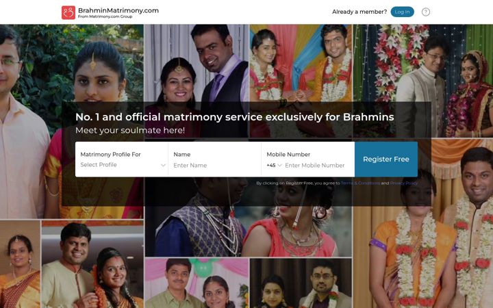 Screenshot of brahminmatrimony.com
