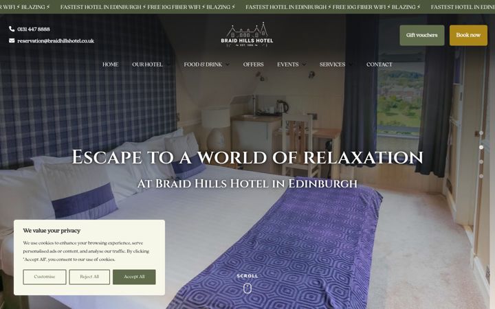 Screenshot of braidhillshotel.com