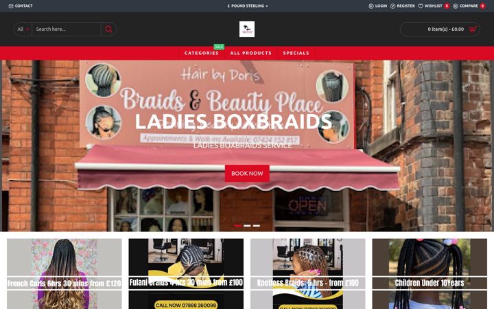 Screenshot of braidsandbeautyplace.com