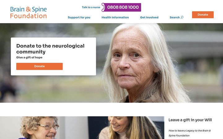 Screenshot of brainandspine.org.uk