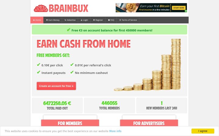 Screenshot of brainbux.com