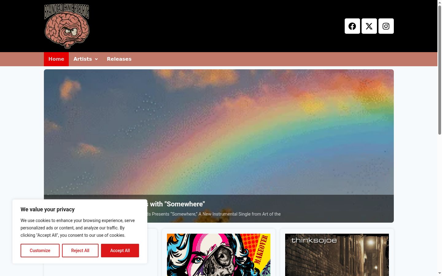 Screenshot of the consent banner shown before any interaction