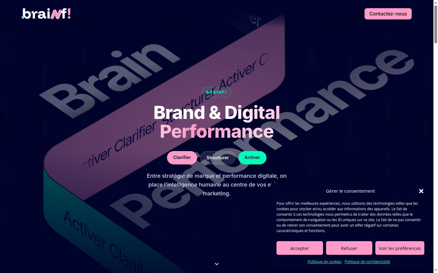 Screenshot del banner di consenso mostrato prima di qualsiasi interazione