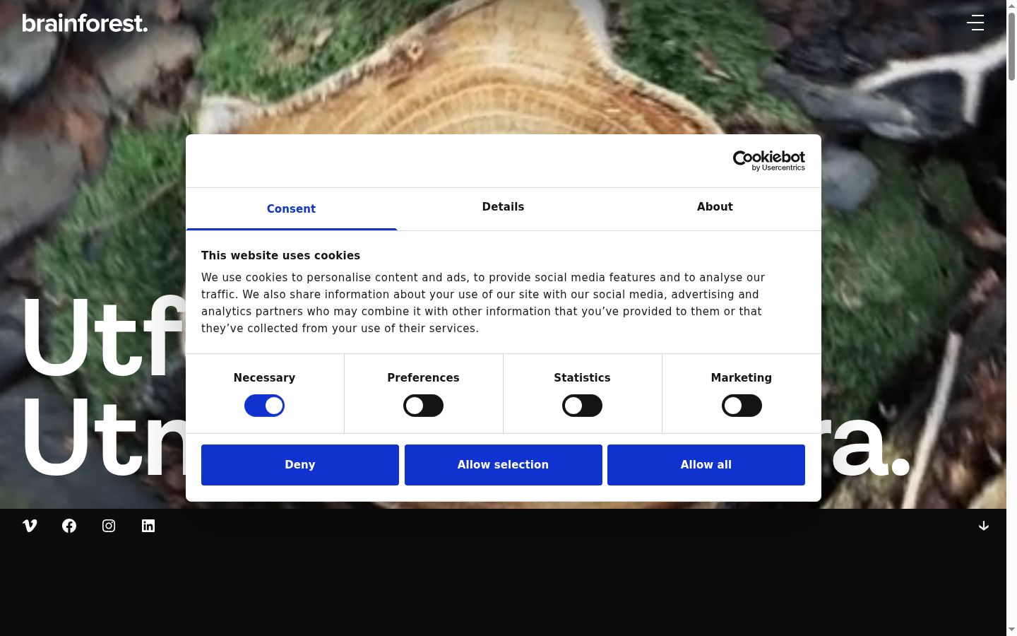 Screenshot του banner συγκατάθεσης που εμφανίστηκε πριν από οποιαδήποτε αλληλεπίδραση