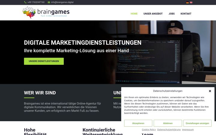Screenshot of braingames.digital