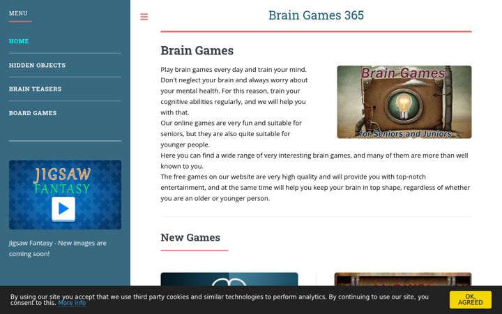 Screenshot of braingames365.com