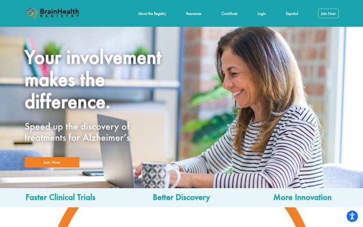 Screenshot of brainhealthregistry.org