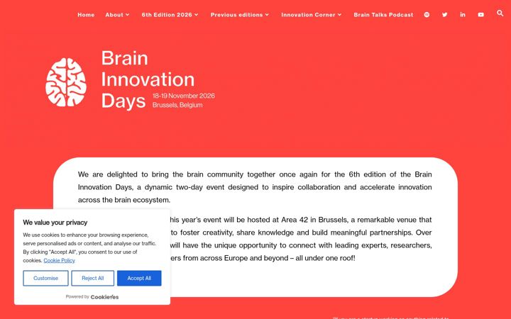 Skjermbilde av braininnovationdays.eu