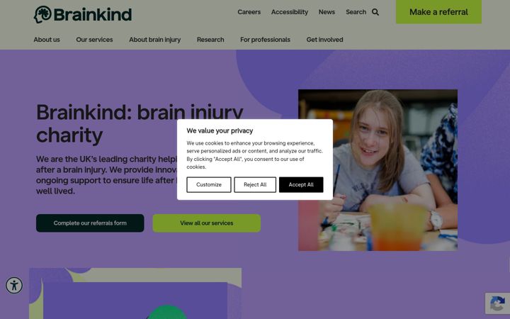 Screenshot of brainkind.org