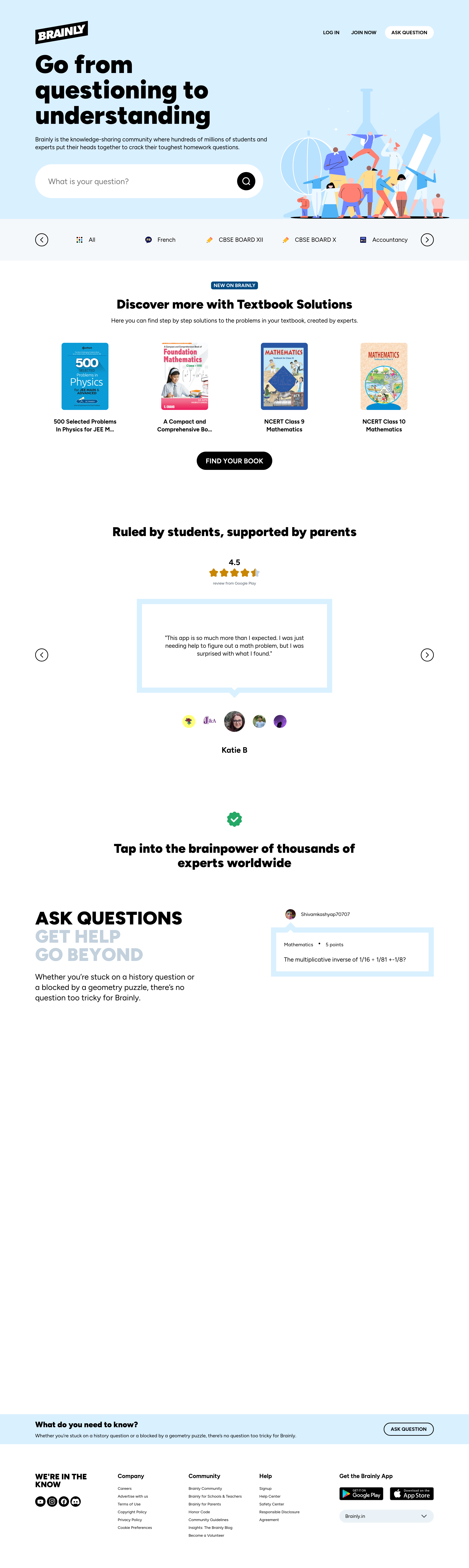 Screenshot of brainly.in
