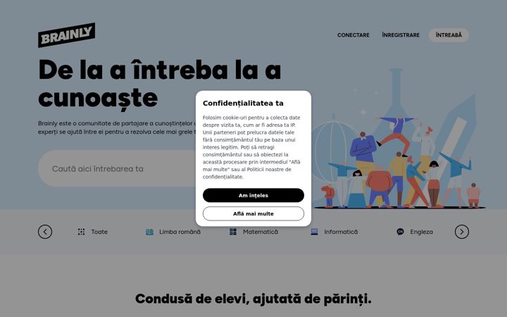Screenshot of brainly.ro