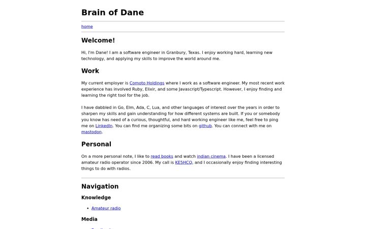 Screenshot of brainofdane.com